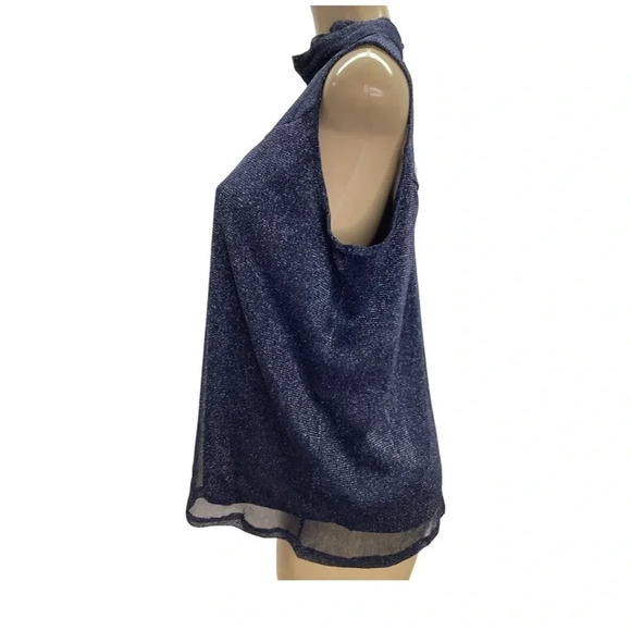 Luna Rae XL Shimmery Blue Sleeveless Ruffle Neck. New Without Tags - Picture 3 of 8